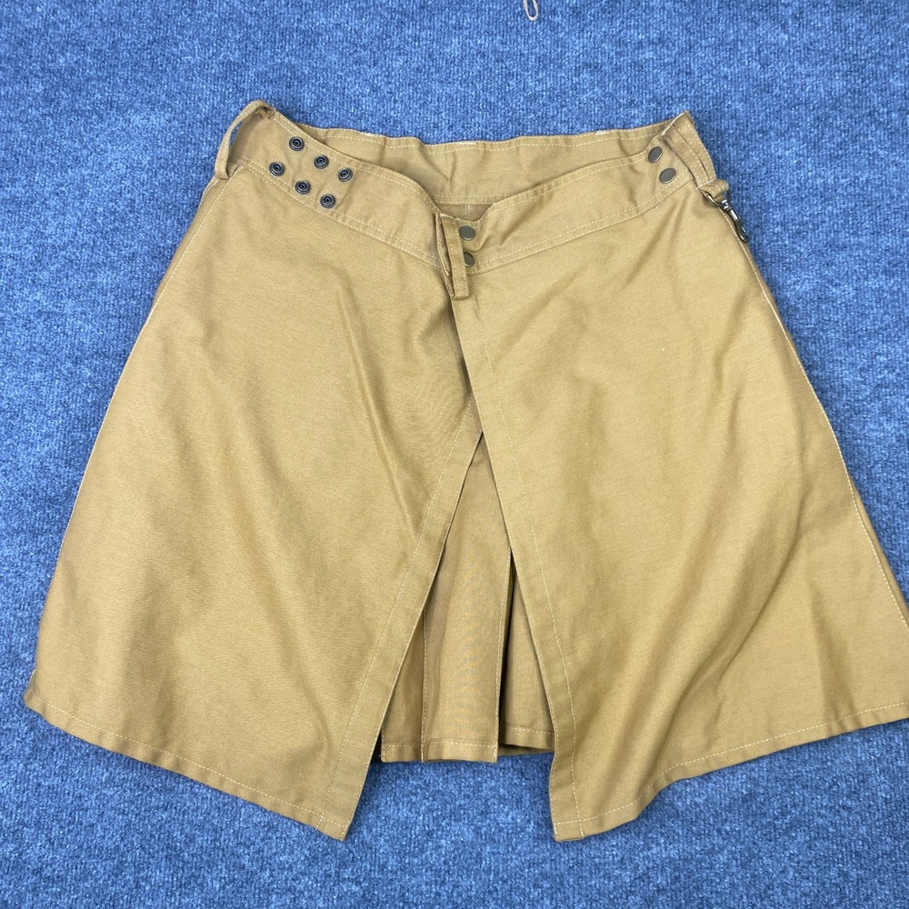 Highland Redstone Mens Utility Kilt Khaki Tan Cargo Pockets Size 30 Cotton Blend